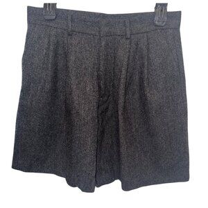 Vintage Le Glazik Tweed Wool Pleated High Waist Shorts Gray  Preppy Y2K Academic